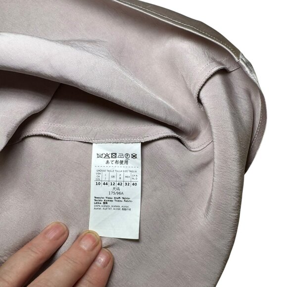 Max Mara Leisure Champagne Crinkled Satin Slip Dress Metallic Pink Size 10 - Picture 4 of 10